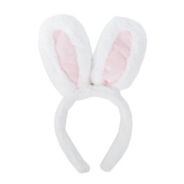 Tiara Orelhas De Coelho Em Tecido Rosa Claro / Branco (Tiaras)