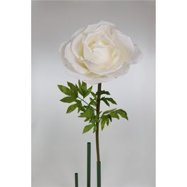 Flor Rosa Em Tecido Creme/Verde 140cm (Fleur)