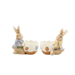 Coelho Resina Em Resina Sortido Rosa / Azul / Marrom (La Belle)