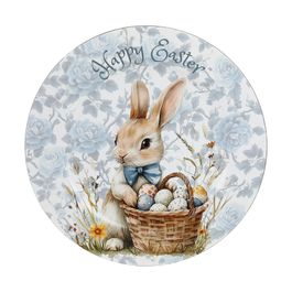 Sousplat Redondo Estampa Coelho Cor Azul (Bandejas E Sousplats)