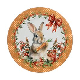 Sousplat Redondo Estampa Coelho Cor Laranja (Bandejas E Sousplats)