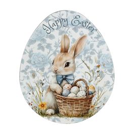 Sousplat Oval Estampa Coelho Cor Azul (Bandejas E Sousplats)