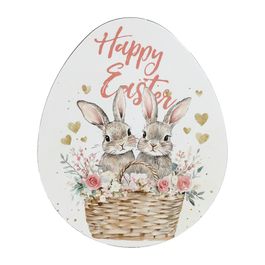 Sousplat Oval Estampa Coelho Cor Branco/Bege (Bandejas E Sousplats)