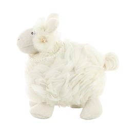 Ovelha Com Flor De Pelúcia Em Tecido Branco (Suspiro)