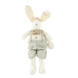 Coelho Com Ovo De Pelúcia Em Tecido Verde / Branco (Suspiro)