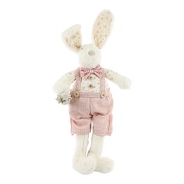Coelho Com Ovo De Pelúcia Em Tecido Branco / Rosa (Suspiro)