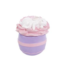 Pote Em Resina Branco / Lilas (Flower)