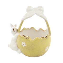 Cesta Em Cerâmica (P) Branco / Amarelo (Cerâmica Rainbow)