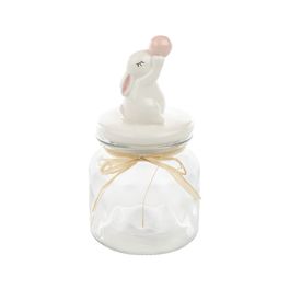 Pote Em Vidro E Cerâmica Branco (Potes De Vidro)