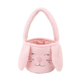 Cesta Carinha De Coelho Em Tecido Rosa (Cestas De Tecido E Feltro)