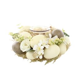 Porta Vela Com Ovos/Flores Bege / Verde (Velas)