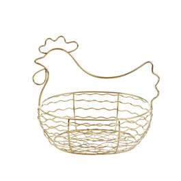 Cesta Em Metal Dourado Galinha (Cachepots Em Metal)
