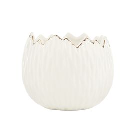 Pote Em Porcelana Branco / Ouro (Cerâmica Clássica)