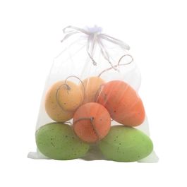 Enfeite De Pendurar Sortido Verde / Amarelo / Laranja Jogo Com 6 Unidades (Mini Ovos)