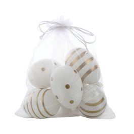 Enfeite De Pendurar Sortido Branco Jogo Com 6 Unidades (Mini Ovos)