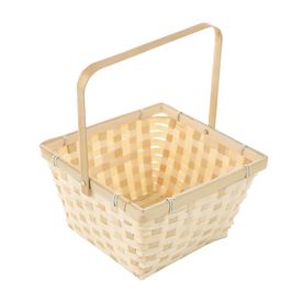 Cesta Quadrada Com Alça Em Bamboo Palha (Cestaria)