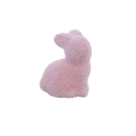 Coelho Sentado De Frente Flocado Decorativo Rosa Jogo Com 6 Unidades (Flocked)