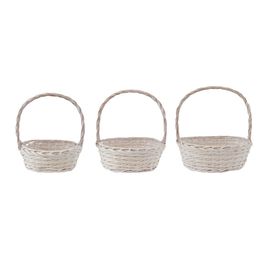 Cesta Com Alça Em Madeira Cru Jogo Com 3 Unidades (Cestaria)