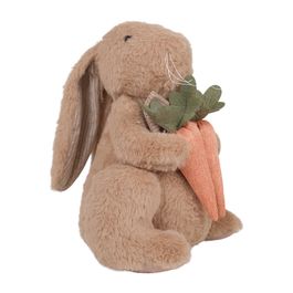 Coelho Com Cenoura Decorativo Em Tecido Marrom / Laranja (Crumble)