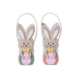 Cesta Casal Ovo Em Feltro Sortido Bege / Rosa / Verde (Cestas De Tecido E Feltro)