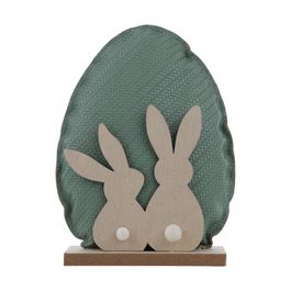 Ovo Decorativo Com Casal Em Madeira Verde / Marrom (Silhuetas)