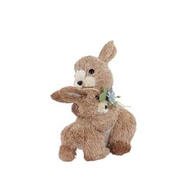 Coelho Decorativo Mãe E Filho Bege / Marrom (Cannoli)