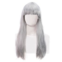 Peruca Longa Platinada c/ Fio Metálico