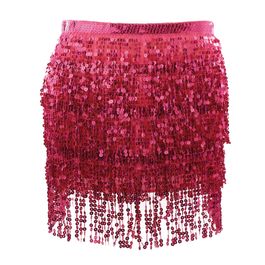 Saia Desfiada Paetê Pink Adulto