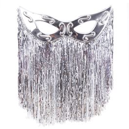 Máscara Decorativa Grande Com Cortina Prata