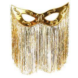 Máscara Decorativa Grande Com Cortina Ouro