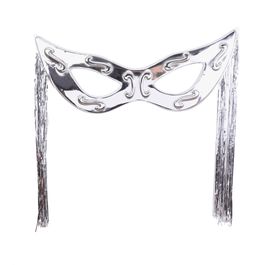 Máscara Decorativa Grande Com Chicote Prata