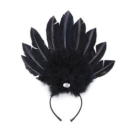 Tiara com Penas Preta