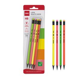 3 LAPIS GRAFITE HB TRI NEON C/ BORRACHA WOOD FREE