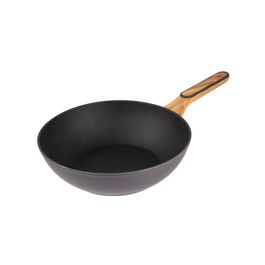Panela Wok Aluminio Forjado Preto/Madeira