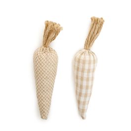 Cenoura Decorativa em Tecido cor Off White/Bege Jogo Sortido com 2 Peças 20cm x 4cm (Cenouras)
