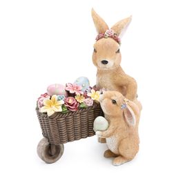 Coelho Dec Resina C/Carrinho E Filhote C/Led Clr (La Belle)