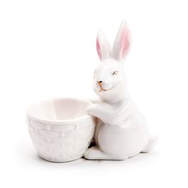 Coelho Dec Ceramica C/Cesta Bco/Ros (Cerâmica Clássica)