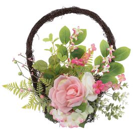 Cesta Decorativa com Flores Marrom, Rosa e Verde (Fondant)
