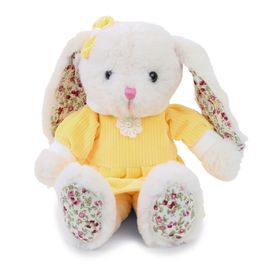 Coelho Pelúcia Floral Branco e Amarelo  30cm (Kids)