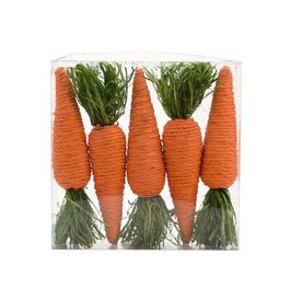 Gift Box com 5 Cenouras Decorativas em Isopor e Papel Verde / Laranja 20cm x 4,5cm (Cenouras)