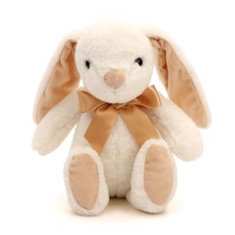 Coelho Pelúcia com Orelha Grande E Laço Creme e Laranja 30cm (Kids)