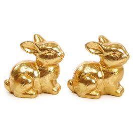 Coelho Decorativo em Resina Dourado 5,8cm Jogo com 2 Peças (Goldy)