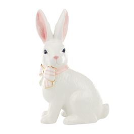 Coelho Dec Em Cerâmica Branco / Rosa (Cerâmica Clássica)