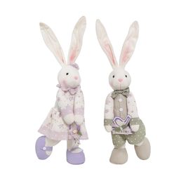 Casal de Coelhos Pose Pé Sortido Branco/ Verde e Lilas 52cm (Sacolé)