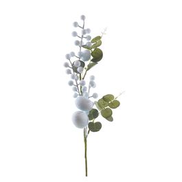 Galho Longo Folha/Ovos Flocado Vrd/Azl 60Cm (Fondant)