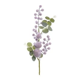 Galho Longo Folha/Ovos Flocado Vrd/Rxo 60Cm (Fondant)