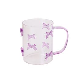 Caneca de Vidro Laços em Relevo Lilas 500ml (Para Servir)