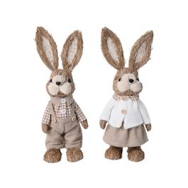 Coelho Rustico Decorativo Xadrez e com Casaco de Lã Sortido Marrom / Branco 31cm (Torrone)