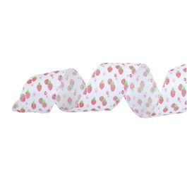 Fita Em Tecido Morango Branco e Vermelho (Fitas Aramadas)