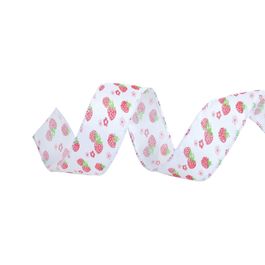 Fita Em Tecido Morango Branco e Vermelho (Fitas Aramadas)